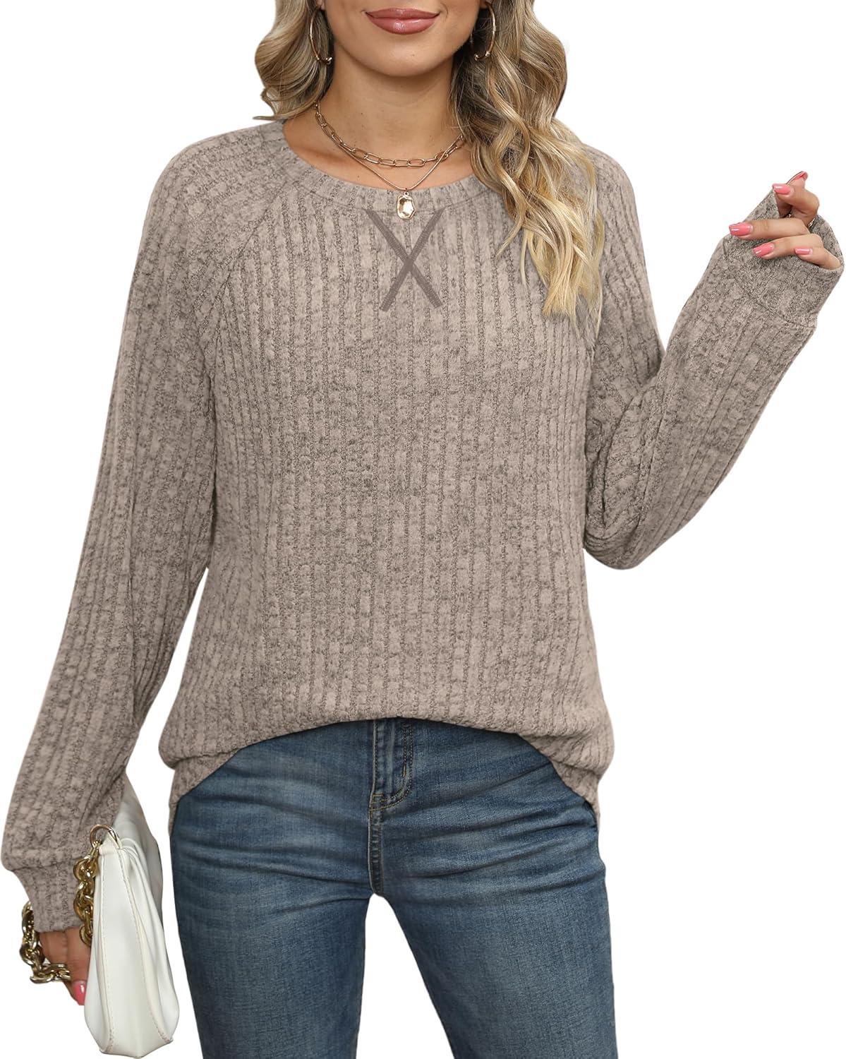 imageXIEERDUO Womens Sweatshirts Crewneck Loose Fitting Tops For Women Long Sleeve Shirts Pullover02kcoffee