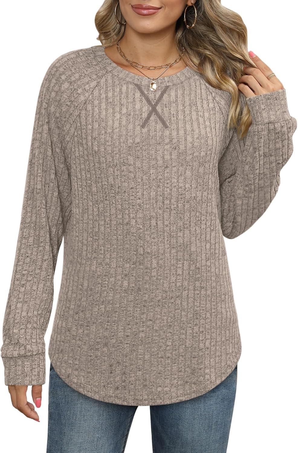 imageXIEERDUO Womens Sweatshirts Crewneck Loose Fitting Tops For Women Long Sleeve Shirts Pullover02kcoffee