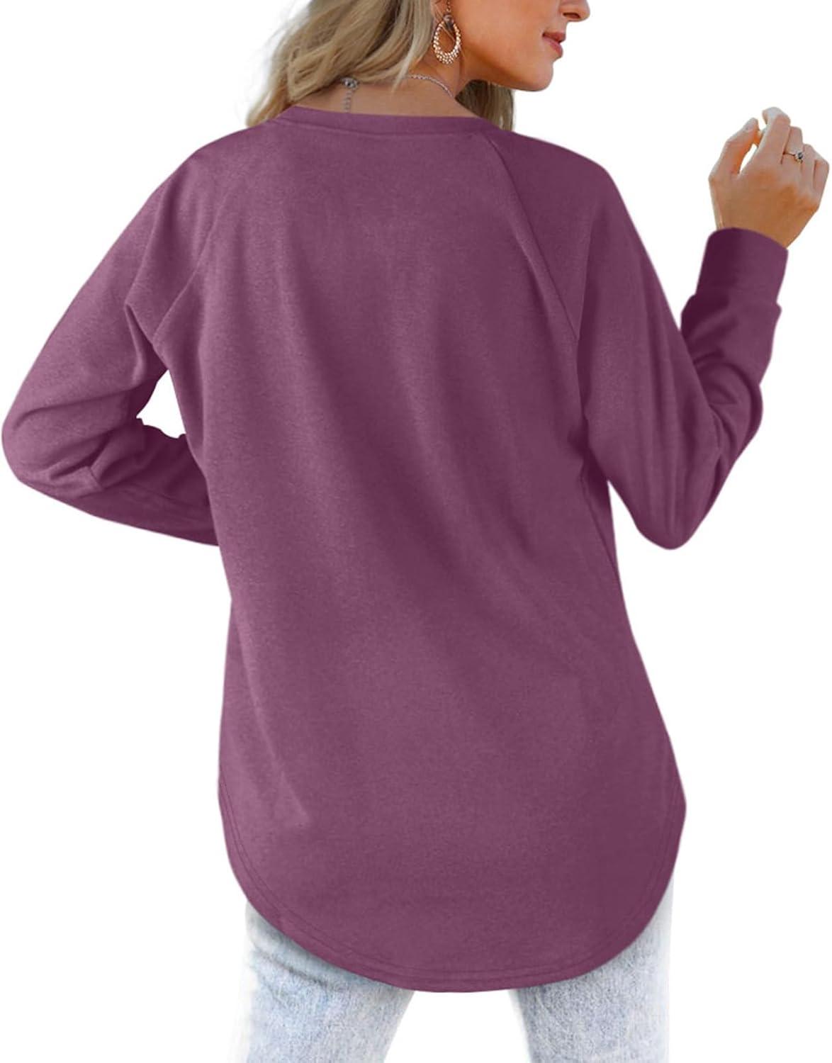 imageXIEERDUO Womens Sweatshirts Crewneck Loose Fitting Tops For Women Long Sleeve Shirts Pullover02ofuchsia