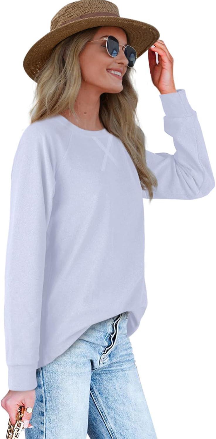 imageXIEERDUO Womens Sweatshirts Crewneck Loose Fitting Tops For Women Long Sleeve Shirts Pullover02plightblue