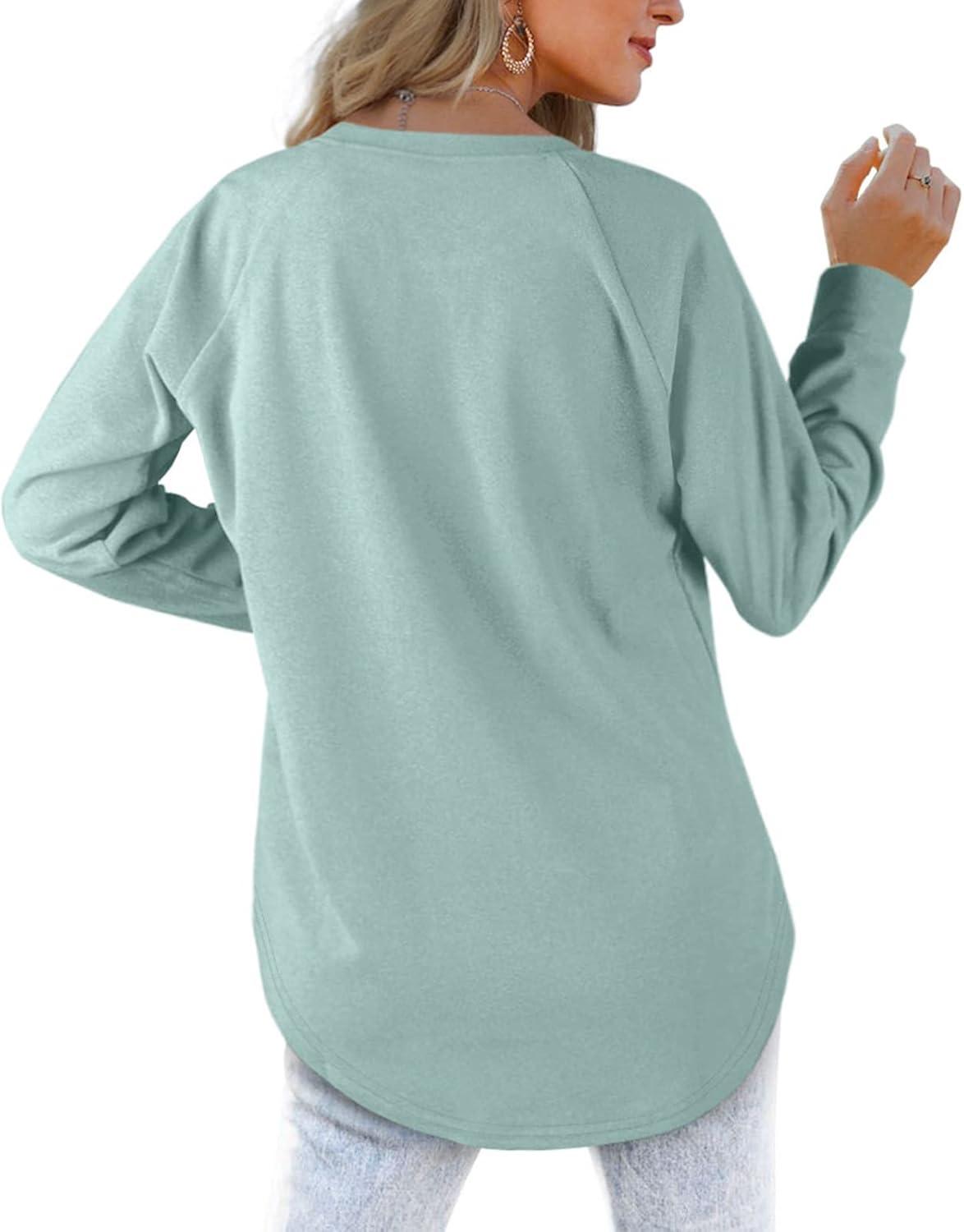 imageXIEERDUO Womens Sweatshirts Crewneck Loose Fitting Tops For Women Long Sleeve Shirts Pullover02pmint Green