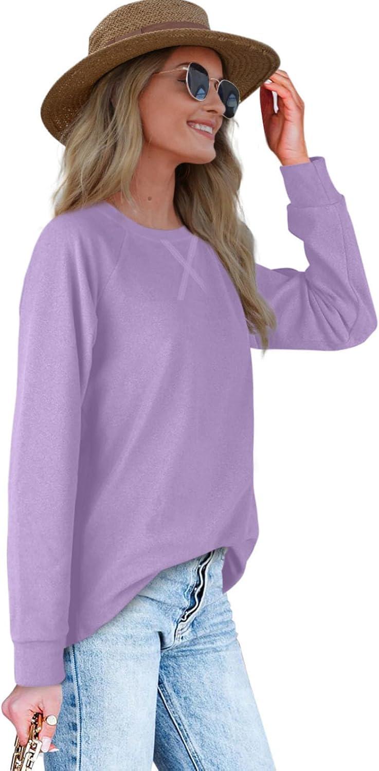 imageXIEERDUO Womens Sweatshirts Crewneck Loose Fitting Tops For Women Long Sleeve Shirts Pullover02ppurple