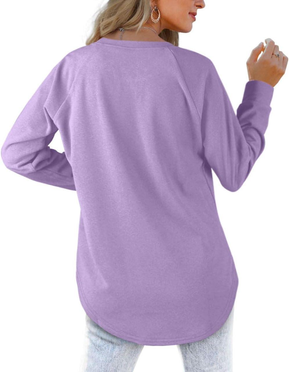 imageXIEERDUO Womens Sweatshirts Crewneck Loose Fitting Tops For Women Long Sleeve Shirts Pullover02ppurple