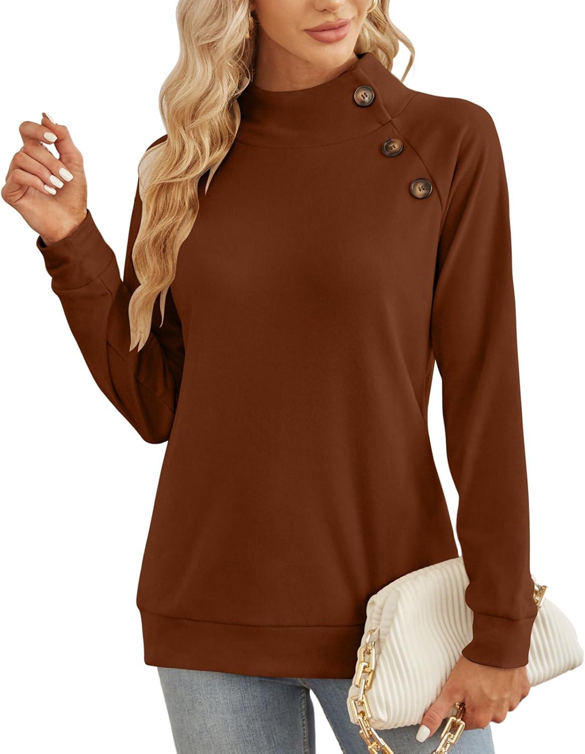 imageXIEERDUO Womens Sweatshirts Loose Fit Turtleneck Long Sleeve Tops 2023 Trendy Fashion