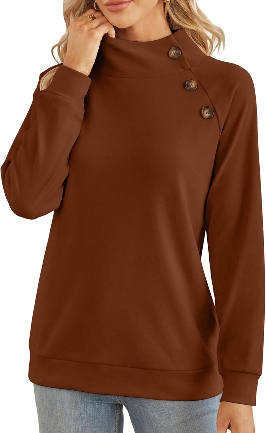 imageXIEERDUO Womens Sweatshirts Loose Fit Turtleneck Long Sleeve Tops 2023 Trendy Fashion