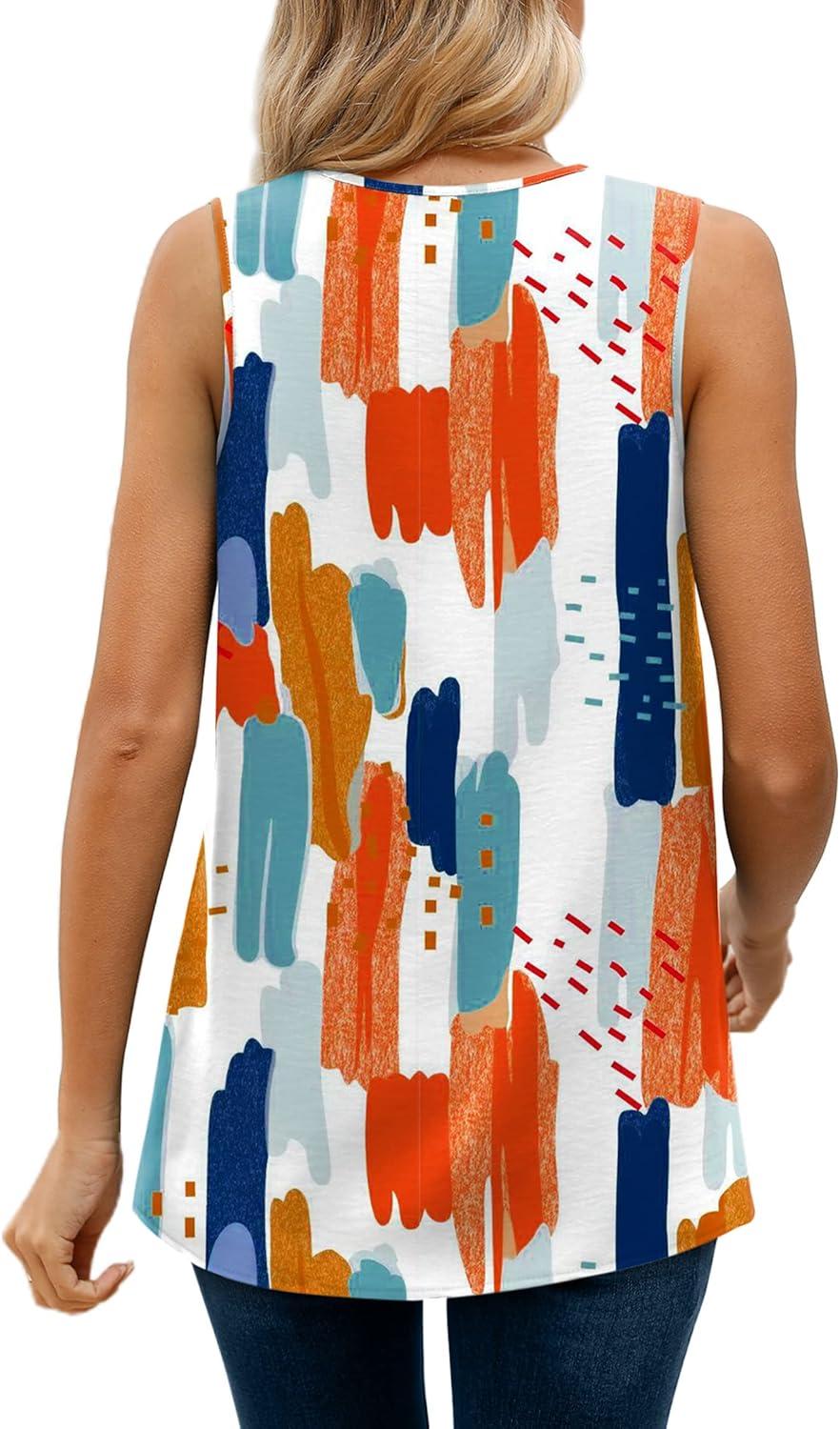 imageXIEERDUO Womens V Neck Chiffon Tank Top Sleeveless Work Office Pleated Blouses Tops00colorful