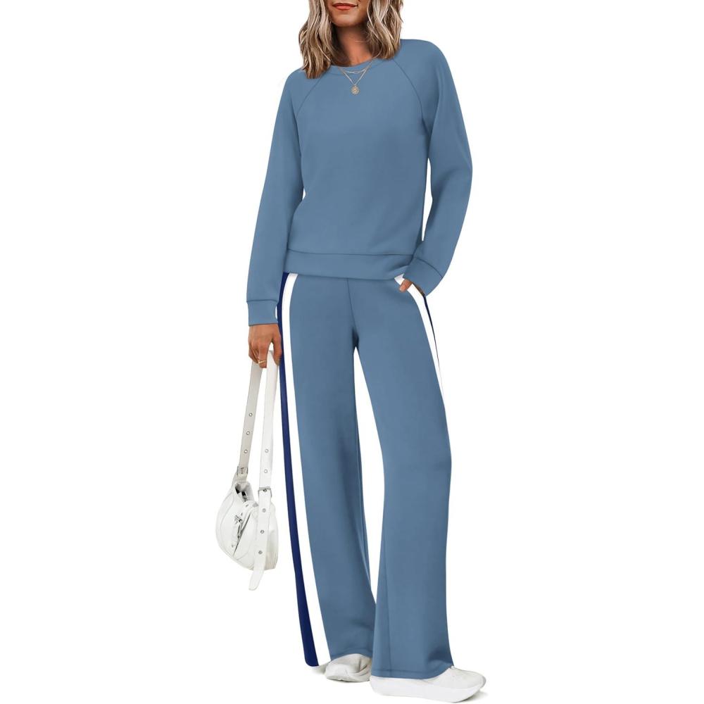 imageXIEERDUO 2 Piece Sets for Women Fall Fashion Must Have Teachers Airport Outfits 2025 Winter Clothing Lounge Sets SweatsuitsDblue