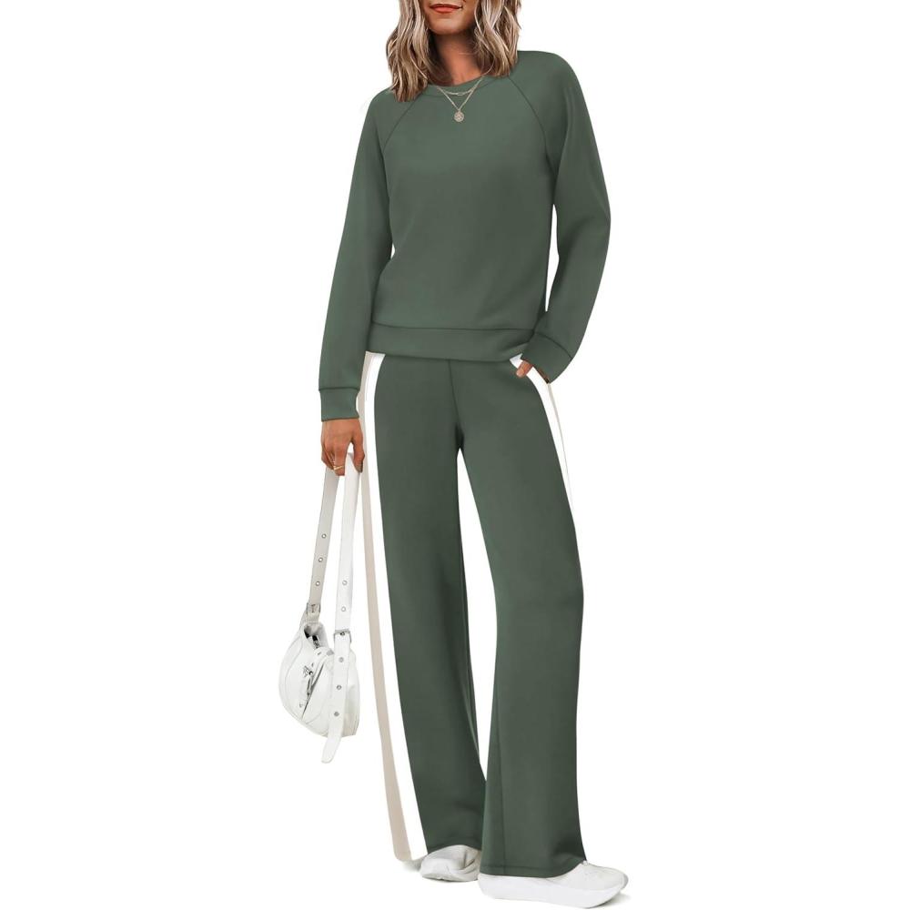 imageXIEERDUO 2 Piece Sets for Women Fall Fashion Must Have Teachers Airport Outfits 2025 Winter Clothing Lounge Sets SweatsuitsEgreen
