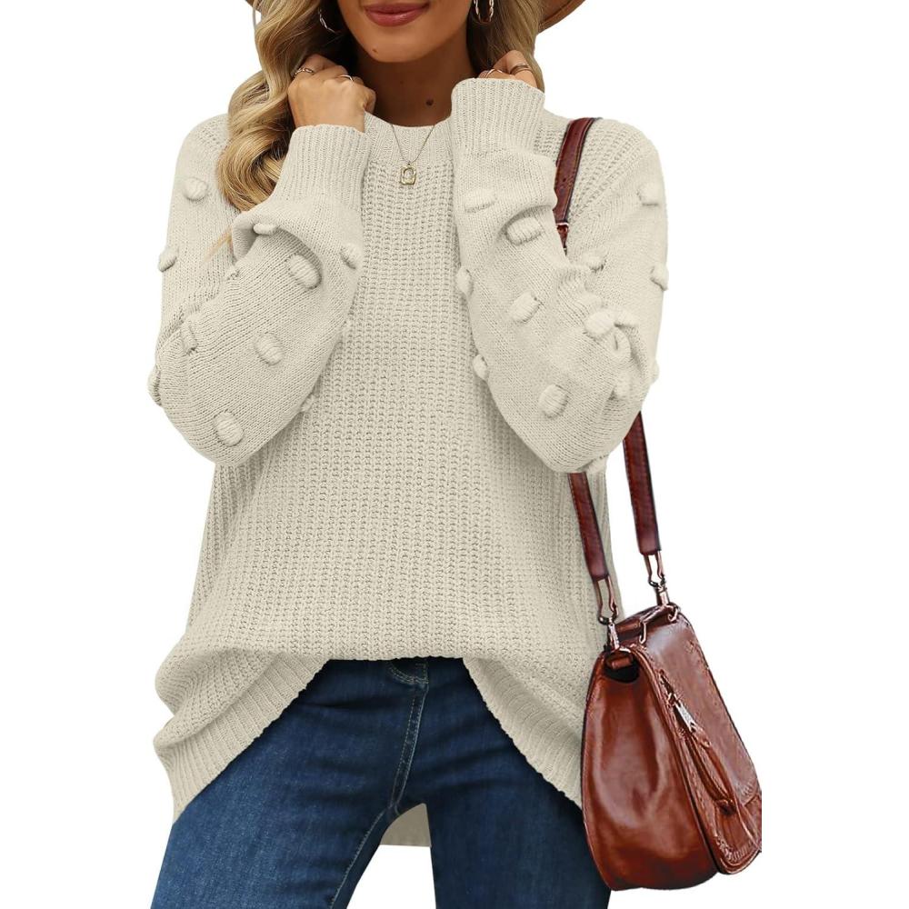 imageXIEERDUO Sweaters for Women Long Sleeve Chunky Knit Pullover Crewneck Sweatshirts