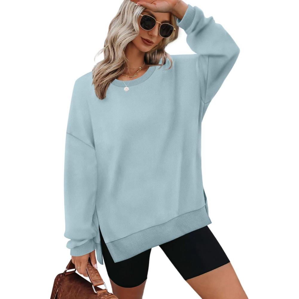 imageXIEERDUO Womens Oversized Sweatshirts Pullover Casual Crewneck Long Sleeve Tops Comfy15sky Blue