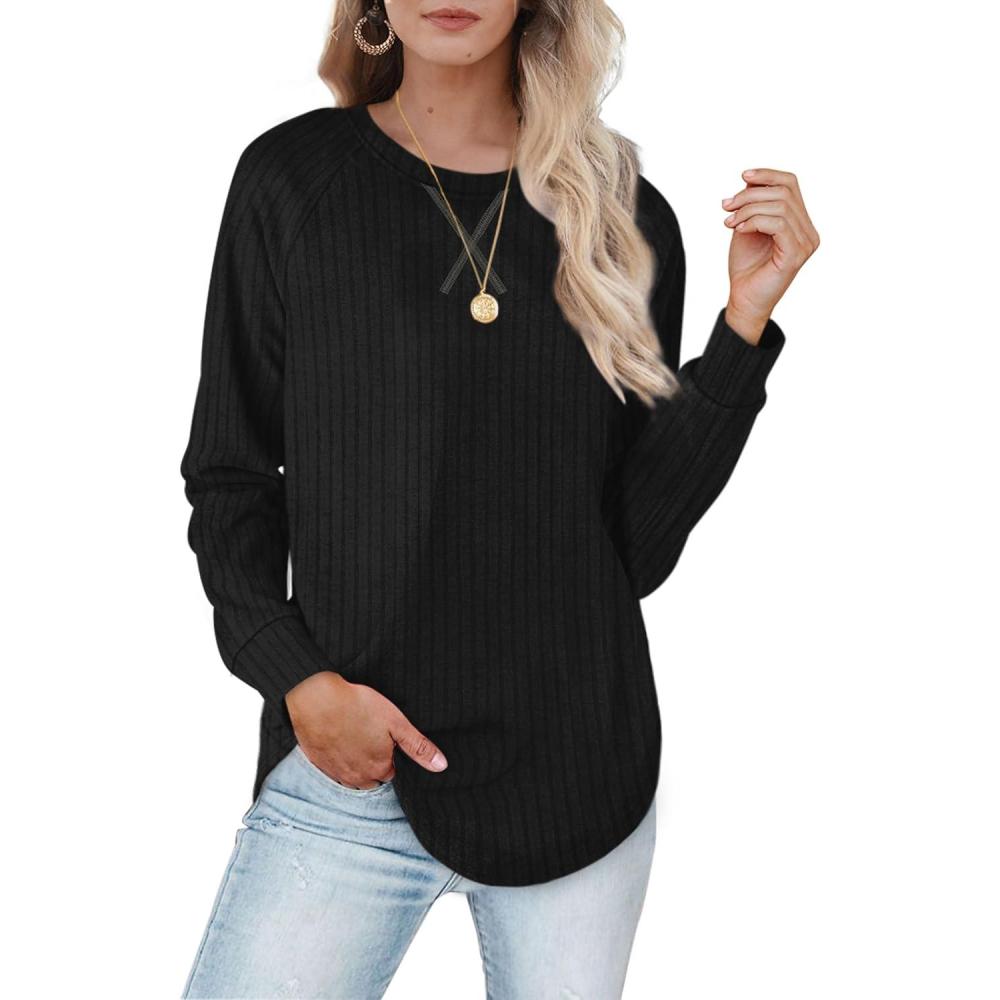 imageXIEERDUO Womens Sweatshirts Crewneck Loose Fitting Tops For Women Long Sleeve Shirts Pullover02kblack