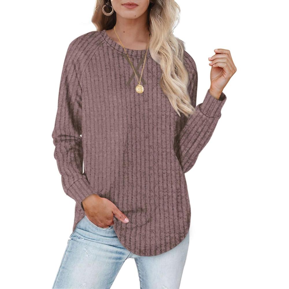 imageXIEERDUO Womens Sweatshirts Crewneck Loose Fitting Tops For Women Long Sleeve Shirts Pullover02kpink