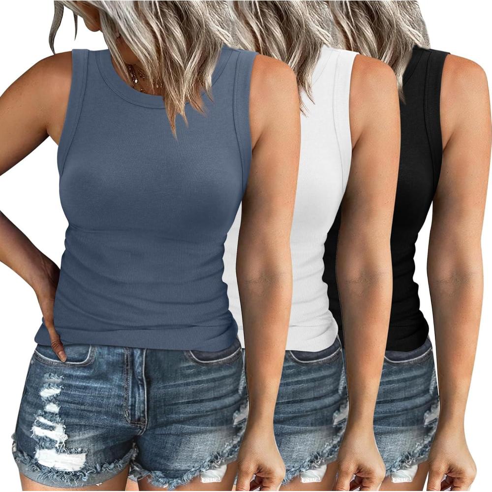 imageXIEERDUO Workout Tops for Women Crew Neck Solid Color Trendy Shirts Black White Grey S