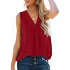 imageSummer Tops for Women 2023 Basic V Neck Tank Tops Elegant Office Work Blouse Red XL