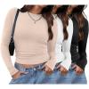 Long Sleeve 3 Pack Black White Apricot