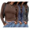 Long Sleeve 3 Pack Grey Blue Brown