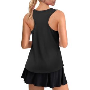 Womens Workout Tops Sleeveless Racerback Lightweight Active Tennis Yoga Shirts Athletic Running Tank Top for Women(00-black)