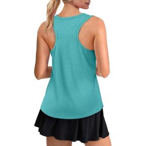 Womens Workout Tops Sleeveless Racerback Lightweight Active Tennis Yoga Shirts Athletic Running Tank Top for Women(Blue Green)