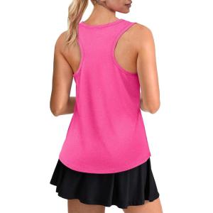 Womens Workout Tops Sleeveless Racerback Lightweight Active Tennis Yoga Shirts Athletic Running Tank Top for Women(Pink)