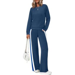 XIEERDUO 2 Piece Sets for Women Fall Fashion Must Have Teachers Airport Outfits 2025 Winter Clothing Lounge Sets Sweatsuits(C-navy)