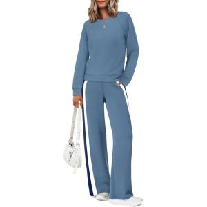 XIEERDUO 2 Piece Sets for Women Fall Fashion Must Have Teachers Airport Outfits 2025 Winter Clothing Lounge Sets Sweatsuits(D-blue)
