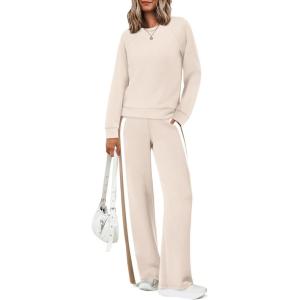 XIEERDUO 2 Piece Sets for Women Fall Fashion Must Have Teachers Airport Outfits 2025 Winter Clothing Lounge Sets Sweatsuits(D-cream)