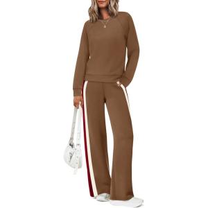 XIEERDUO 2 Piece Sets for Women Fall Fashion Must Have Teachers Airport Outfits 2025 Winter Clothing Lounge Sets Sweatsuits(G-caramel)