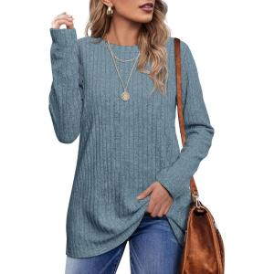 XIEERDUO Long Sleeve Shirts for Women Crew Neck Lightweight Casual Tunic Tops Winter Fall Fashion