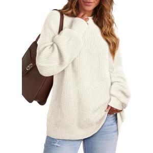 XIEERDUO Womens Balloon Sleeve Mock Neck Casual Sweaters Fuzzy Knitted Pullvoer Sweater Warm