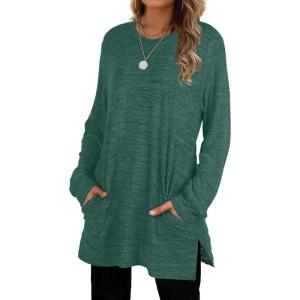 XIEERDUO Womens Casual Sweatshirts Long Sleeve Shirts Oversized With Pocket Tunic Tops S-3XL(119-xmas Green)