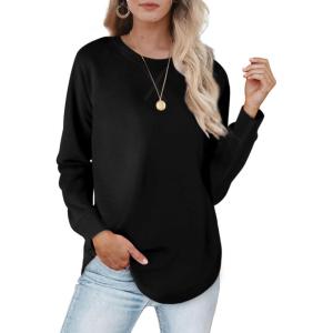 XIEERDUO Womens Sweatshirts Crewneck Loose Fitting Tops For Women Long Sleeve Shirts Pullover(02b-black)