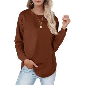 XIEERDUO Womens Sweatshirts Crewneck Loose Fitting Tops For Women Long Sleeve Shirts Pullover(02e-caramel)