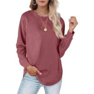 XIEERDUO Womens Sweatshirts Crewneck Loose Fitting Tops For Women Long Sleeve Shirts Pullover(02f-brick)