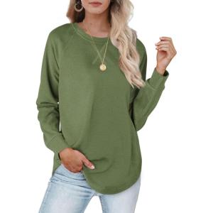 XIEERDUO Womens Sweatshirts Crewneck Loose Fitting Tops For Women Long Sleeve Shirts Pullover(02g-green)