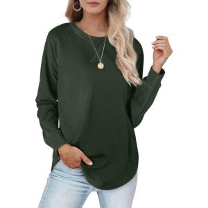 XIEERDUO Womens Sweatshirts Crewneck Loose Fitting Tops For Women Long Sleeve Shirts Pullover(02i-darkgreen)