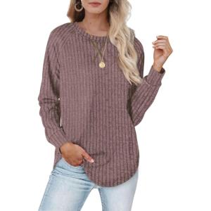 XIEERDUO Womens Sweatshirts Crewneck Loose Fitting Tops For Women Long Sleeve Shirts Pullover(02k-pink)