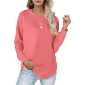 XIEERDUO Womens Sweatshirts Crewneck Loose Fitting Tops For Women Long Sleeve Shirts Pullover(02m-coral)