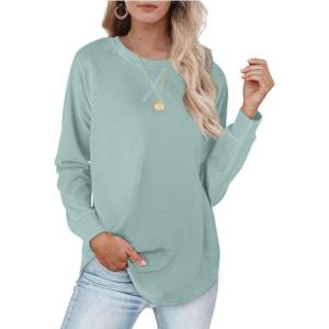 XIEERDUO Womens Sweatshirts Crewneck Loose Fitting Tops For Women Long Sleeve Shirts Pullover(02p-mint Green)