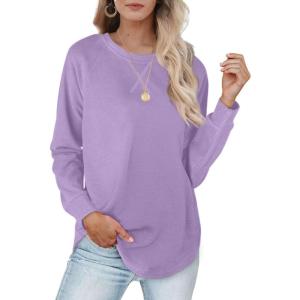 XIEERDUO Womens Sweatshirts Crewneck Loose Fitting Tops For Women Long Sleeve Shirts Pullover(02p-purple)