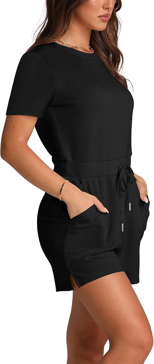 imageXIEERDUO Rompers for Women Black Jumpsuit for Women Jumpers for Women Casual Fashion Outfits Cruise Essentials Clothes L