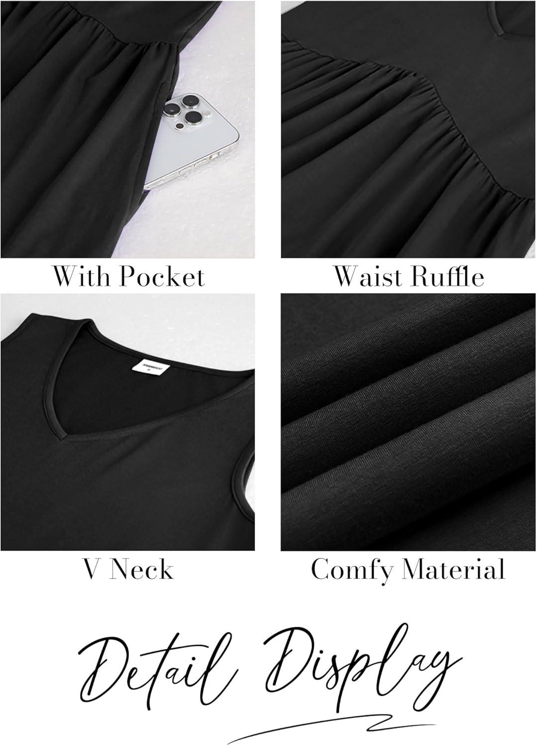 imageXIEERDUO Summer Dresses for Women 2025 Casual Classy Dress V Neck Swimsuit Coverups Fashion ClothingAll Black