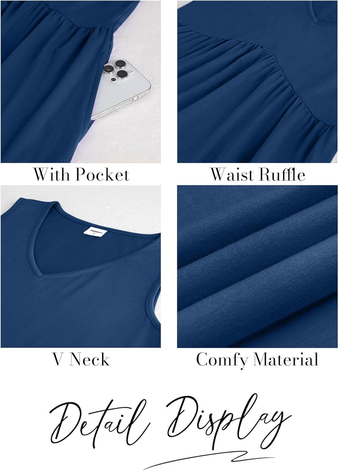 imageXIEERDUO Summer Dresses for Women 2025 Casual Classy Dress V Neck Swimsuit Coverups Fashion ClothingAll Navy Blue