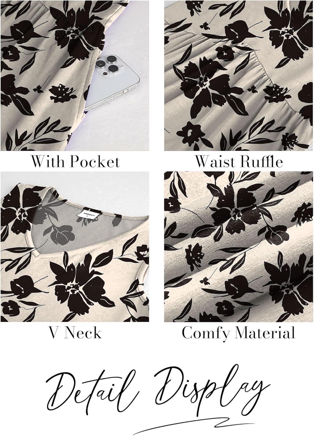 imageXIEERDUO Summer Dresses for Women 2025 Casual Classy Dress V Neck Swimsuit Coverups Fashion ClothingBeige Floral