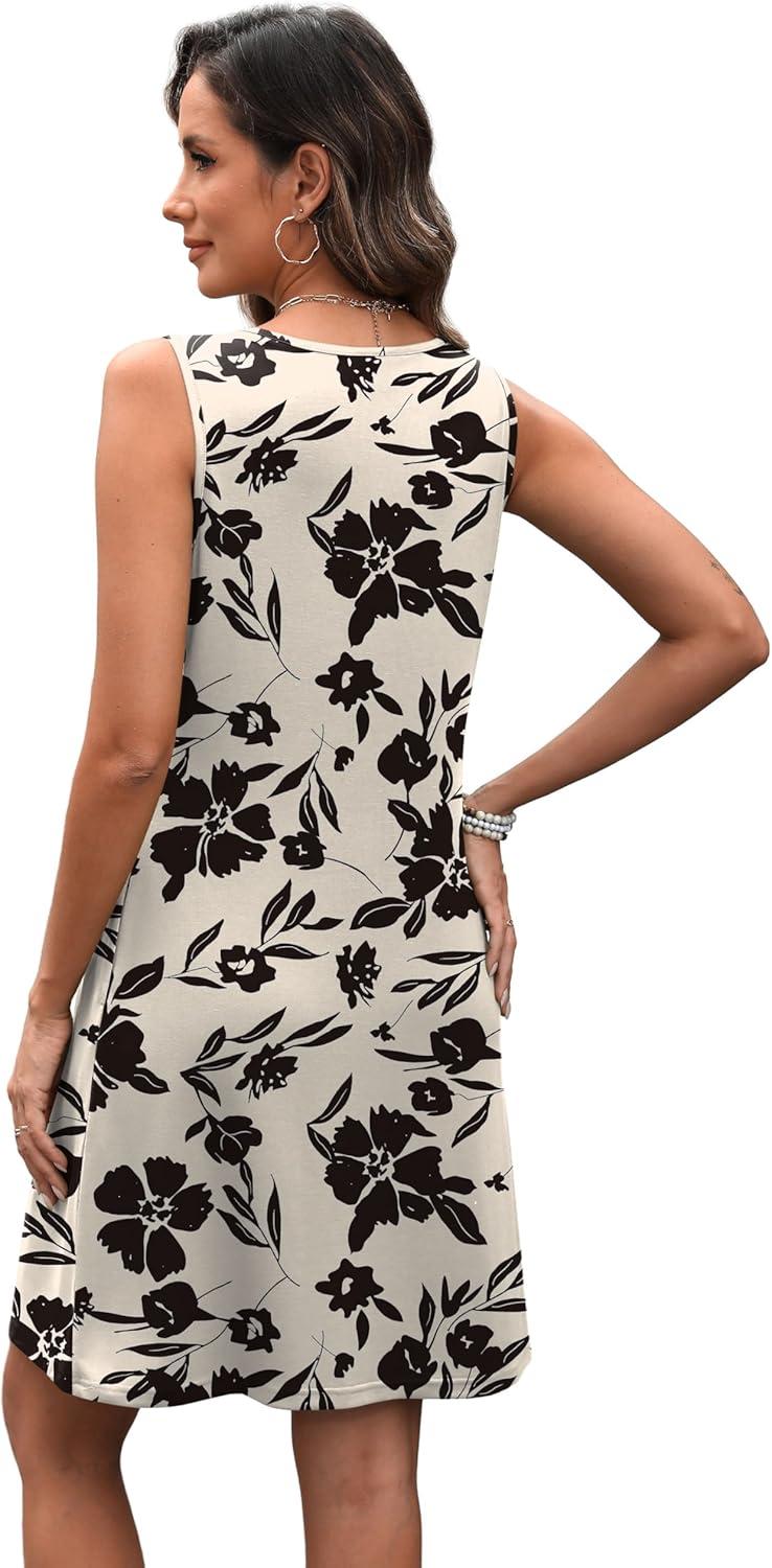 imageXIEERDUO Summer Dresses for Women 2025 Casual Classy Dress V Neck Swimsuit Coverups Fashion ClothingBeige Floral