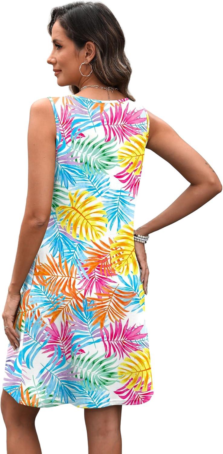 imageXIEERDUO Summer Dresses for Women 2025 Casual Classy Dress V Neck Swimsuit Coverups Fashion ClothingColorful Leaf