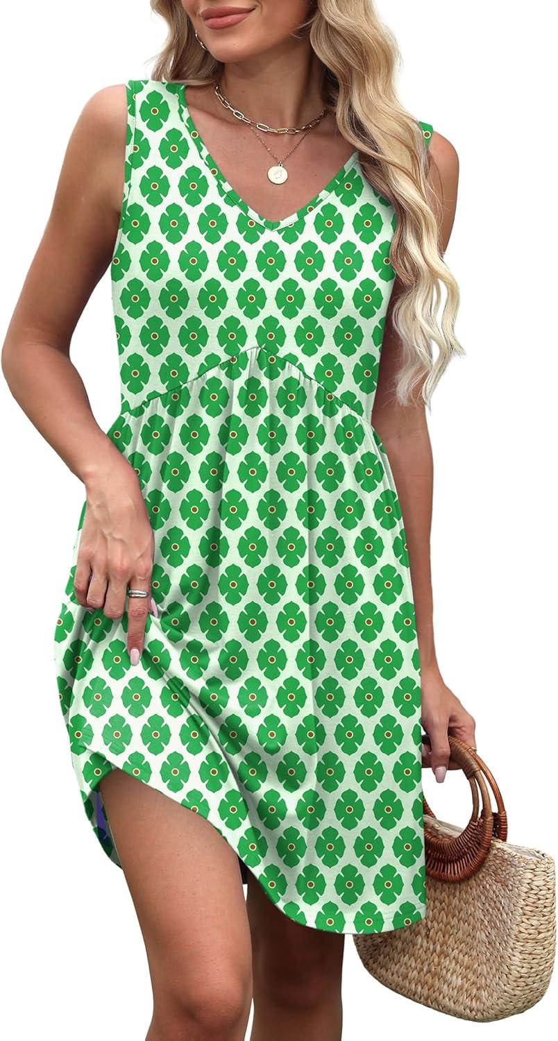imageXIEERDUO Summer Dresses for Women 2025 Casual Classy Dress V Neck Swimsuit Coverups Fashion ClothingGreen Plaid