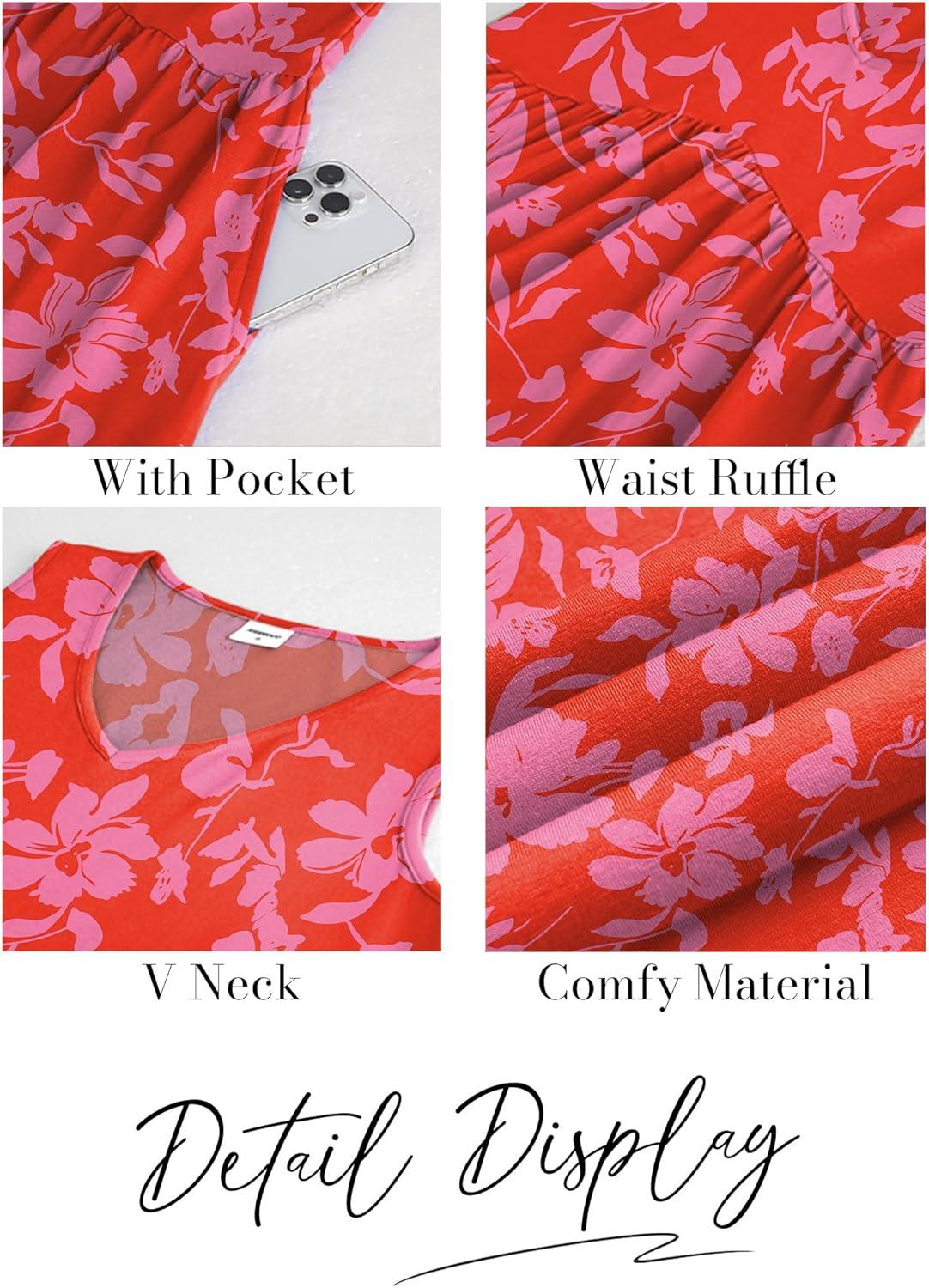 imageXIEERDUO Summer Dresses for Women 2025 Casual Classy Dress V Neck Swimsuit Coverups Fashion ClothingPink Floral