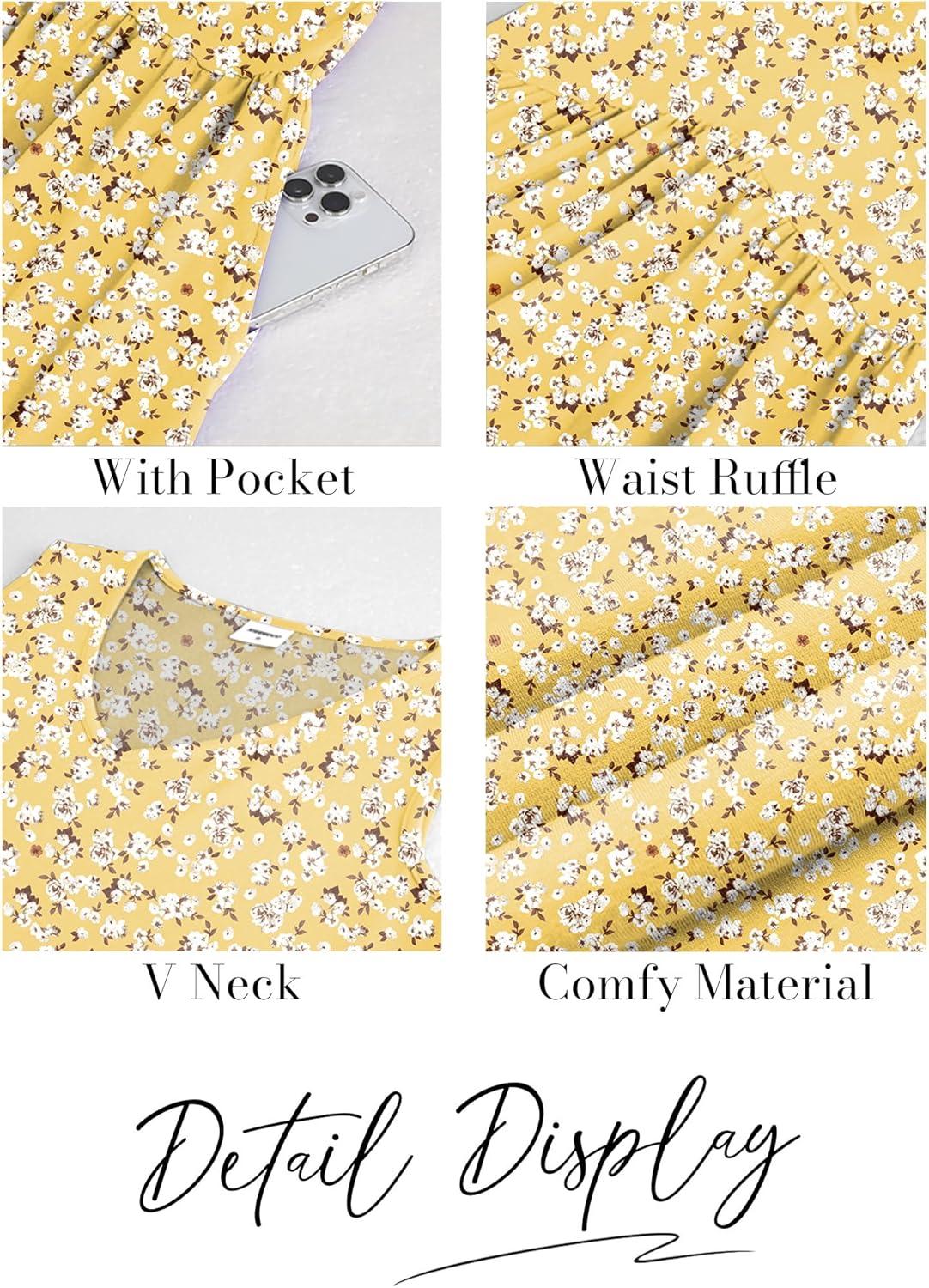 imageXIEERDUO Summer Dresses for Women 2025 Casual Classy Dress V Neck Swimsuit Coverups Fashion ClothingYellow Floral