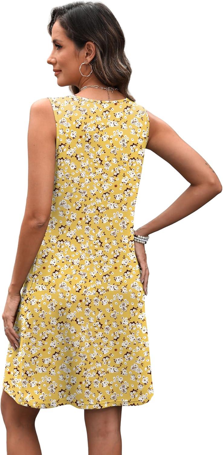 imageXIEERDUO Summer Dresses for Women 2025 Casual Classy Dress V Neck Swimsuit Coverups Fashion ClothingYellow Floral