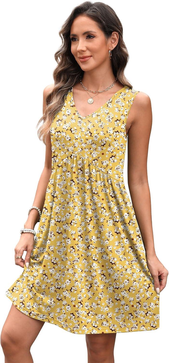 imageXIEERDUO Summer Dresses for Women 2025 Casual Classy Dress V Neck Swimsuit Coverups Fashion ClothingYellow Floral